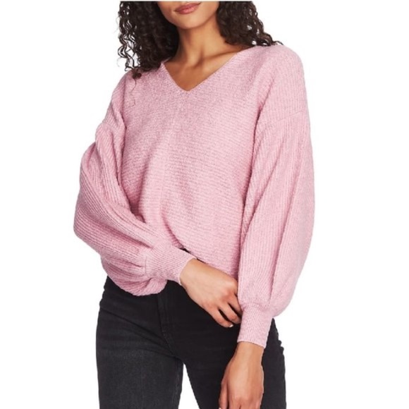 1.state Blouson Sleeve V-Neck Sweater - Picture 1 of 5
